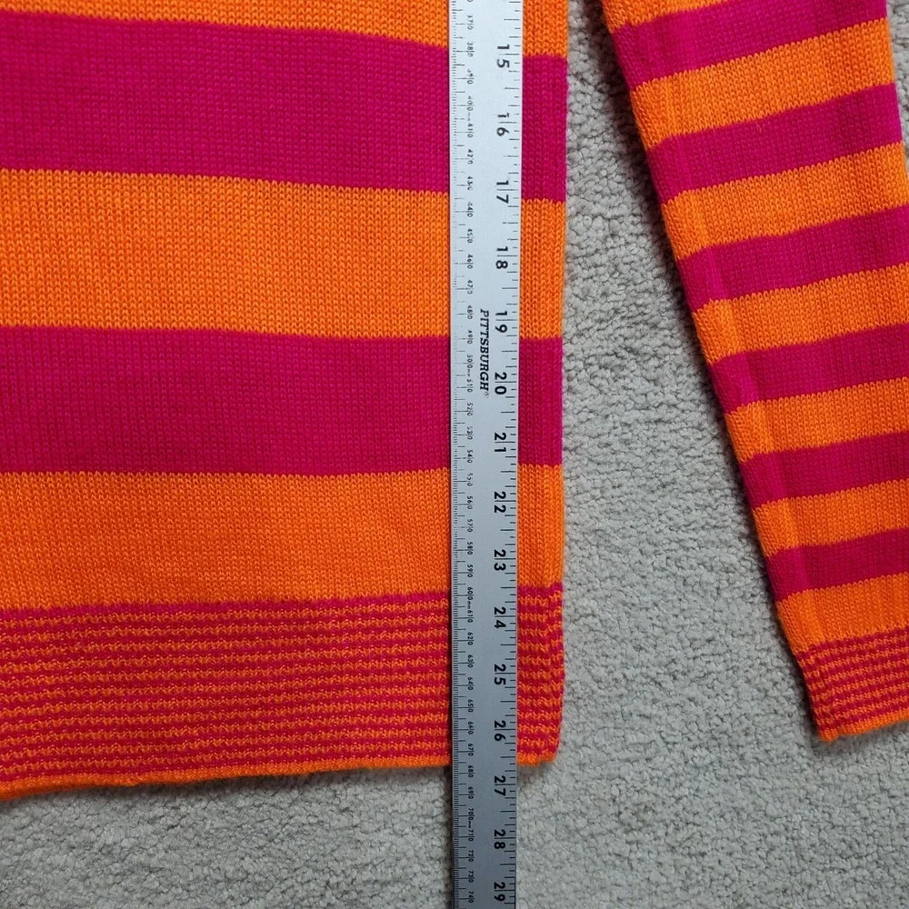 Aeropostale Sweater Womens Medium Orange Red Stripe Crew Neck‎ Knit Pullover